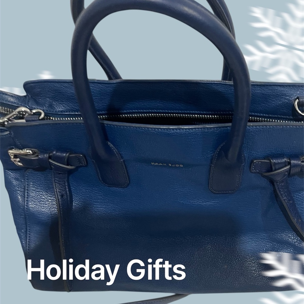 Cole Haan Blue  Leather Satchel Bag